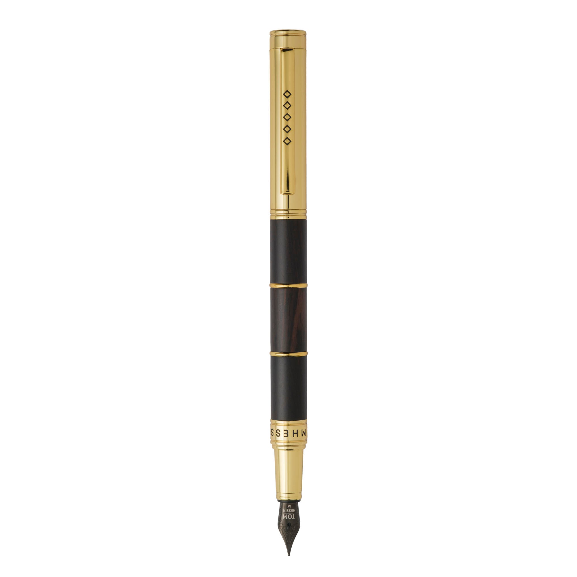 Tom Hessin Revolution Palace Gates Fountain Pen with ebony wood barrel and gold plated trim — image 3