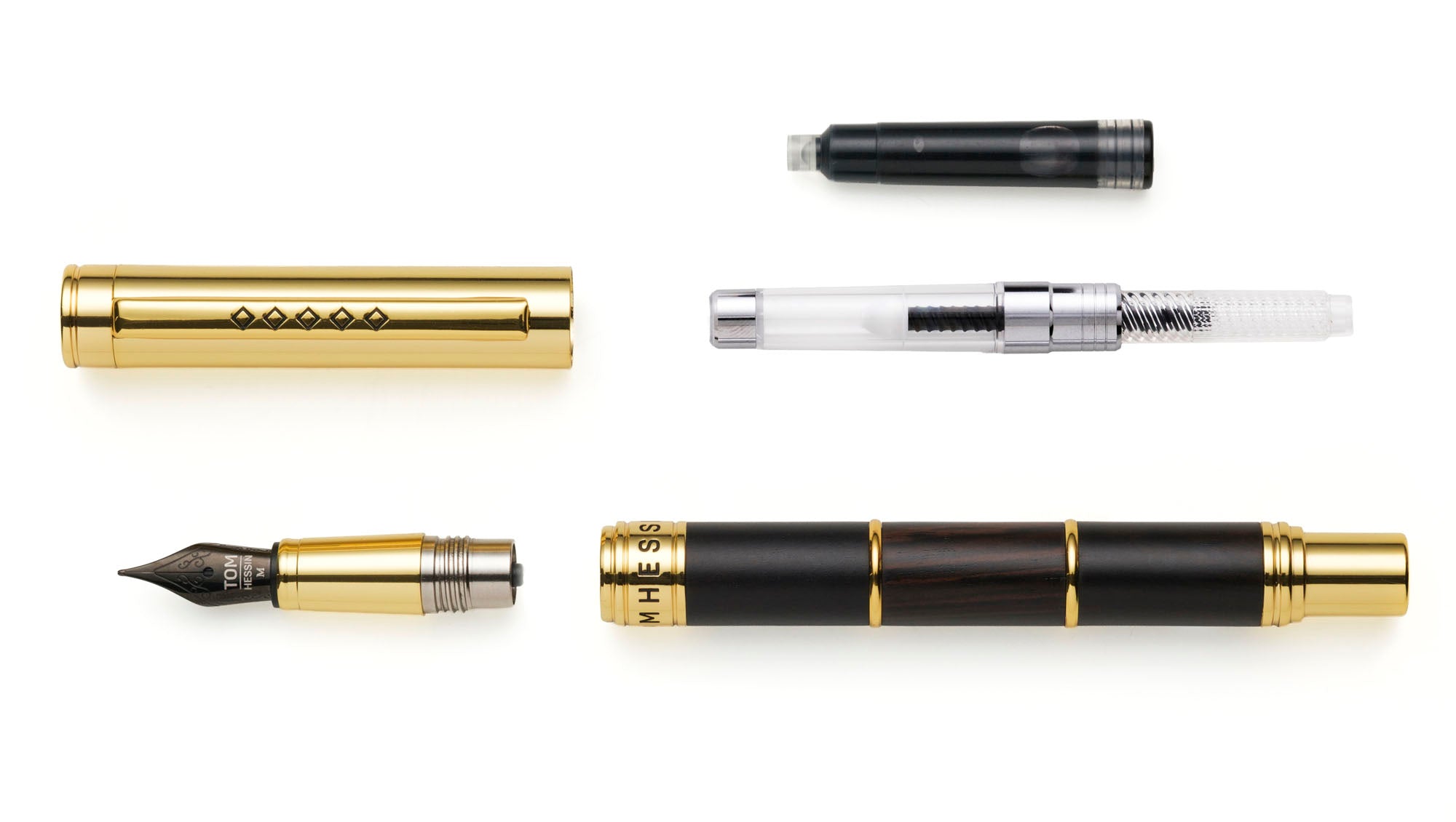 Tom Hessin Revolution Palace Gates Fountain Pen with ebony wood barrel and gold plated trim — image 6