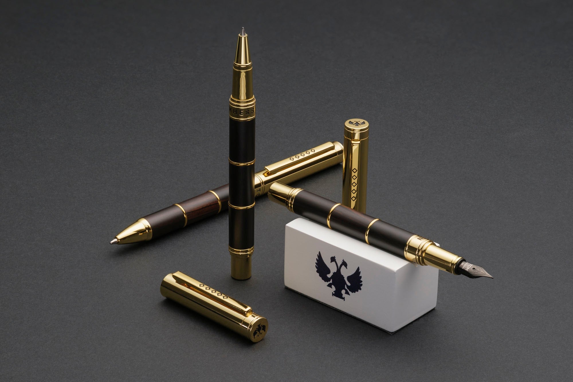 Tom Hessin Revolution Palace Gates Ballpoint Pen with ebony wood barrel and gold plated trim — image 7