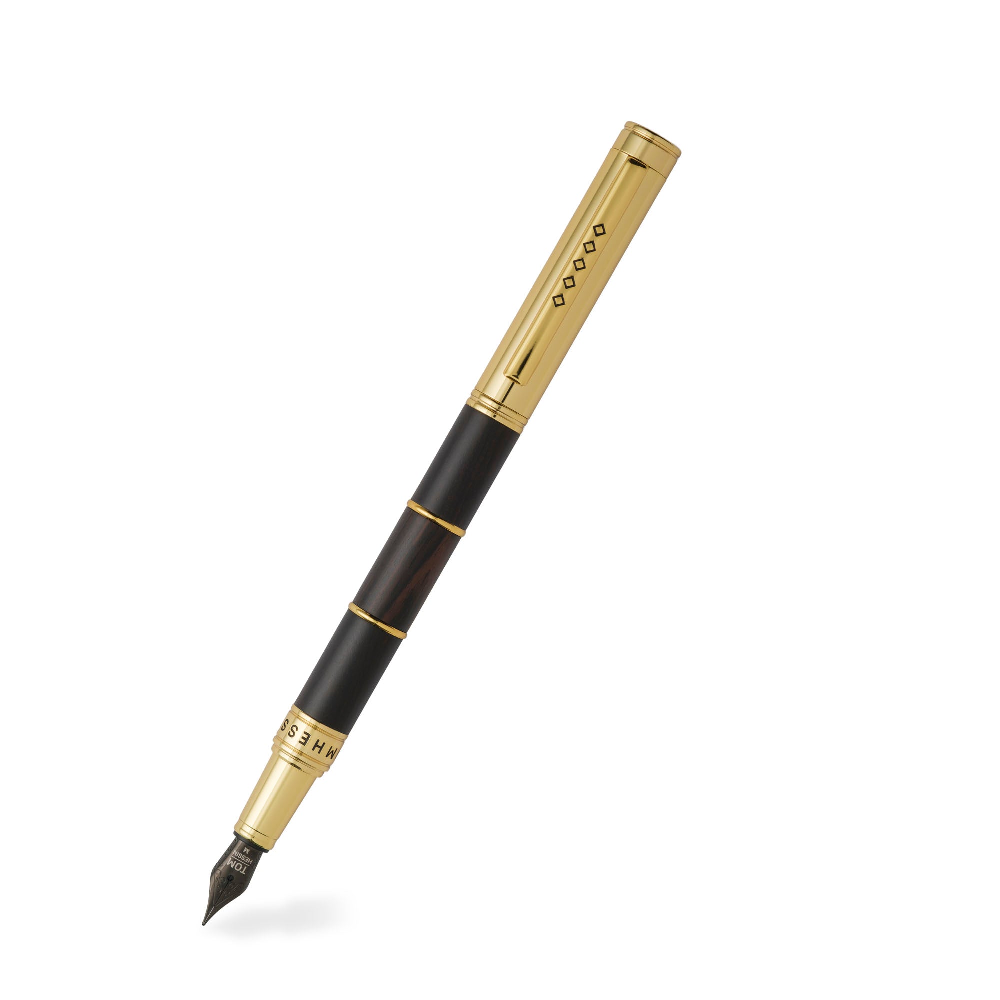 Tom Hessin Revolution Palace Gates Fountain Pen with ebony wood barrel and gold plated trim