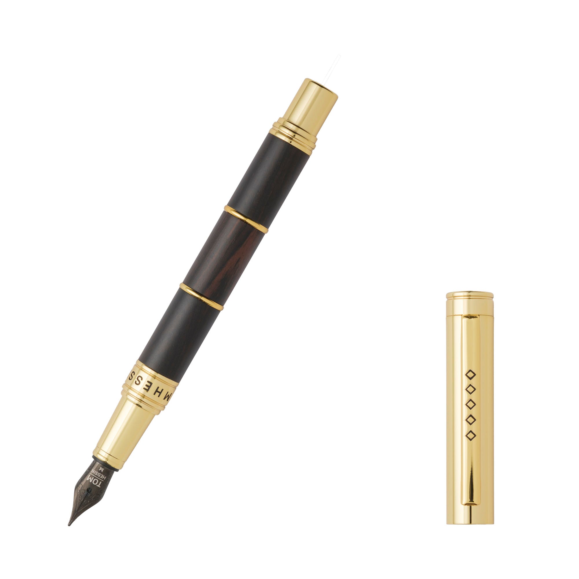 Tom Hessin Revolution Palace Gates Fountain Pen with ebony wood barrel and gold plated trim — image 2