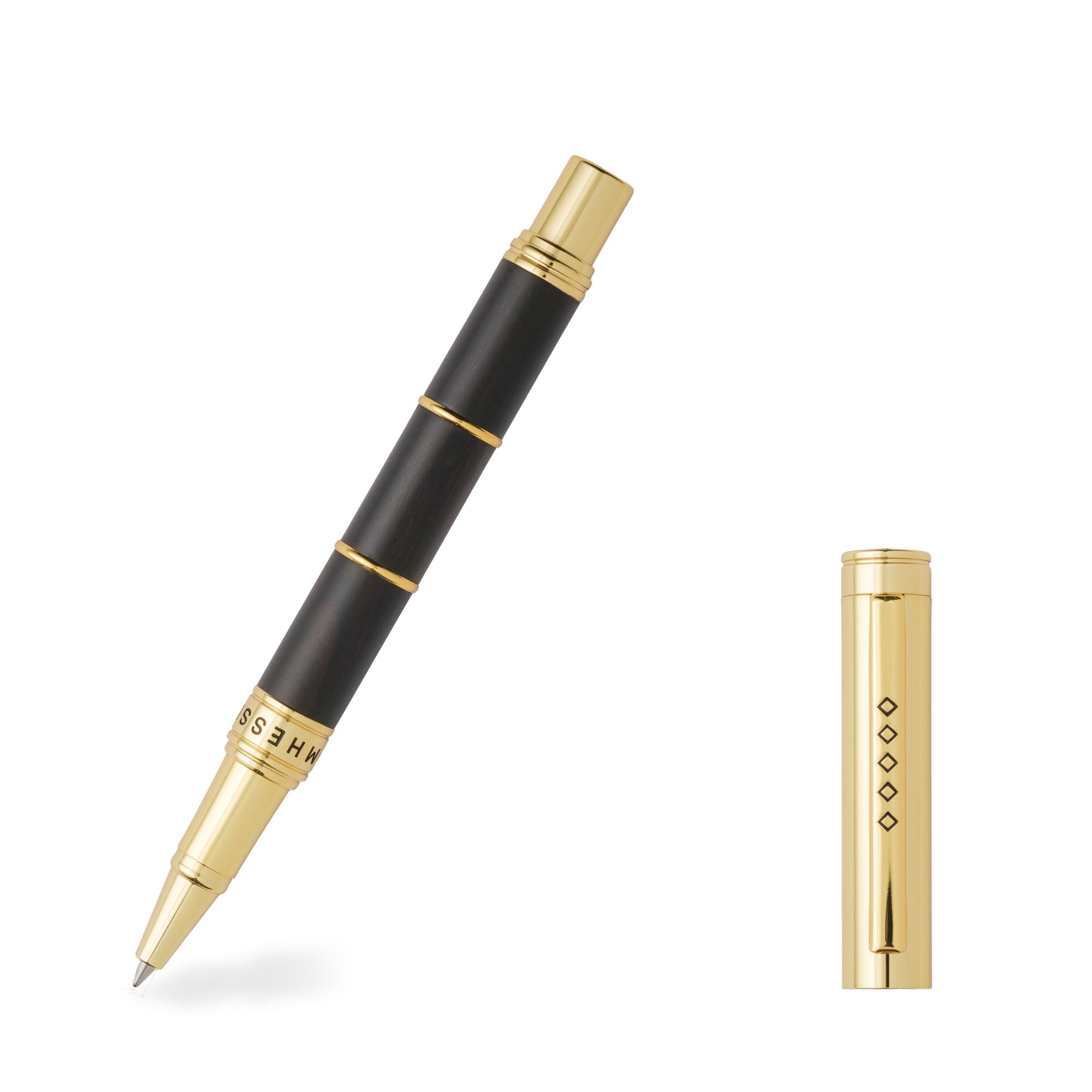 Tom Hessin Revolution Palace Gates Rollerball Pen with ebony wood barrel and gold plated trim — image 2