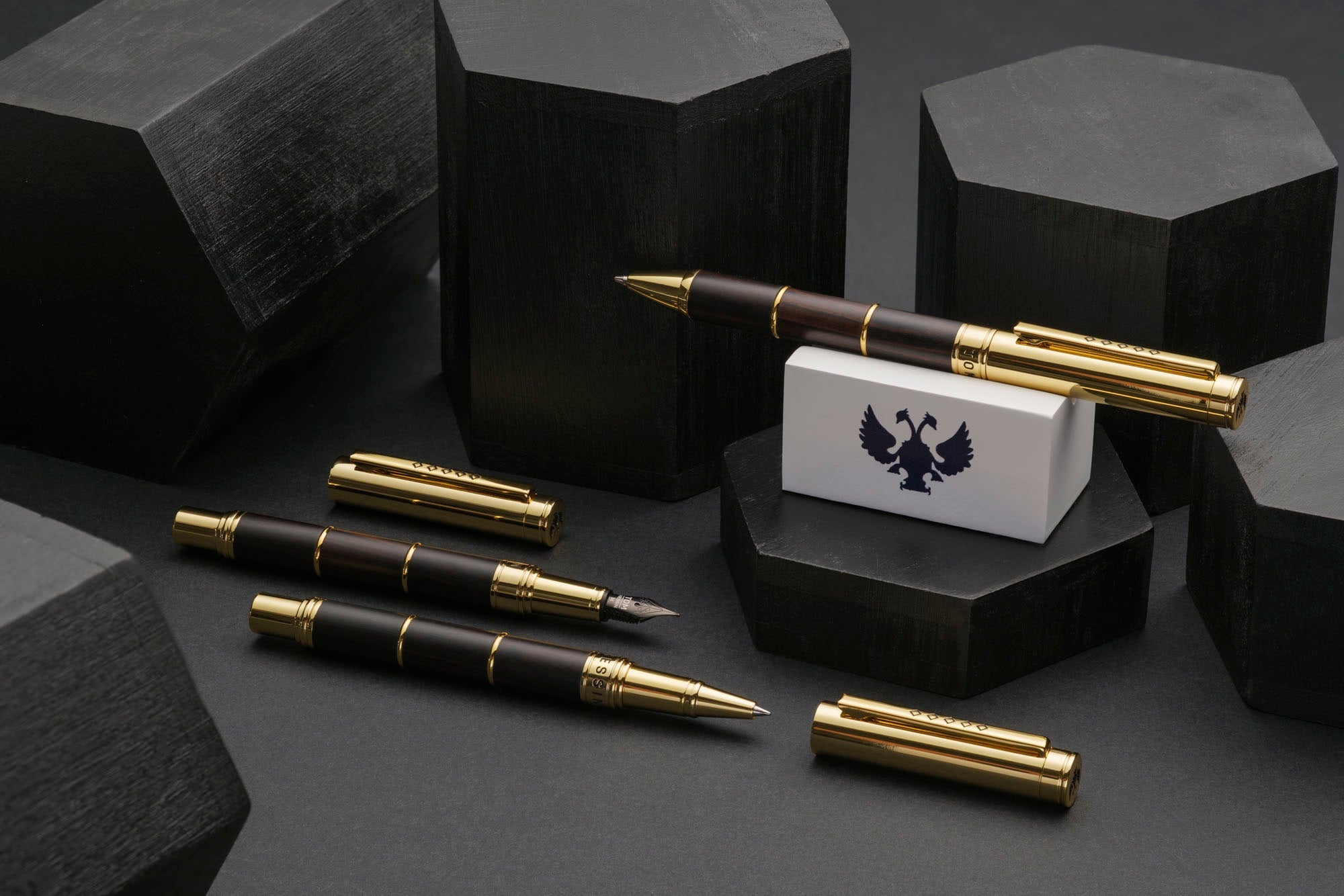 Tom Hessin Revolution Palace Gates Rollerball Pen with ebony wood barrel and gold plated trim — image 8
