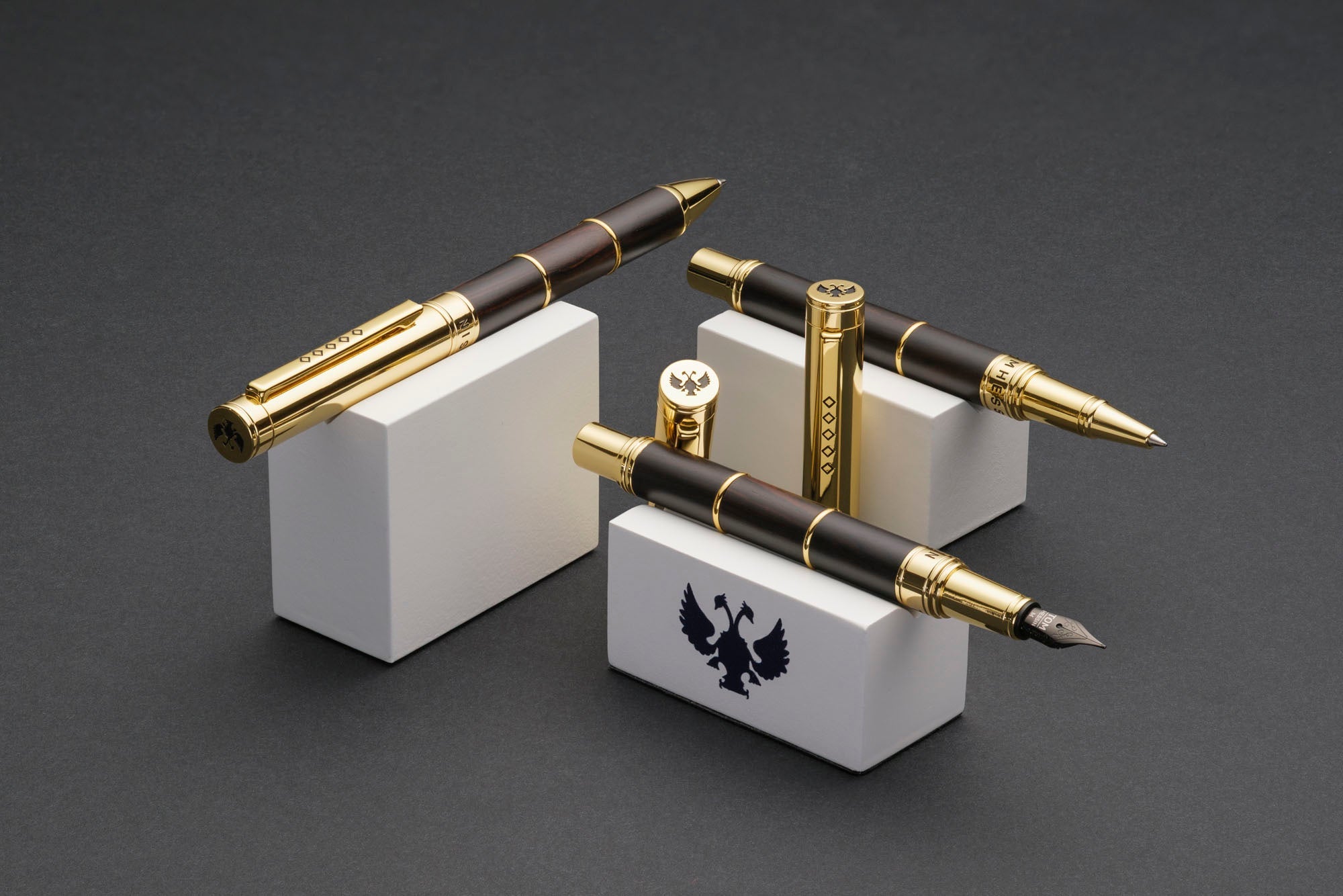 Tom Hessin Revolution Palace Gates Rollerball Pen with ebony wood barrel and gold plated trim — image 10