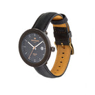 Tom Hessin Revolution Black watch with black leather strap and gold buckle