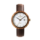 Tom Hessin Revolution Gold watch with brown leather strap and gold buckle - front view