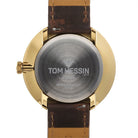 Tom Hessin Revolution Gold watch with brown leather strap and gold buckle - caseback