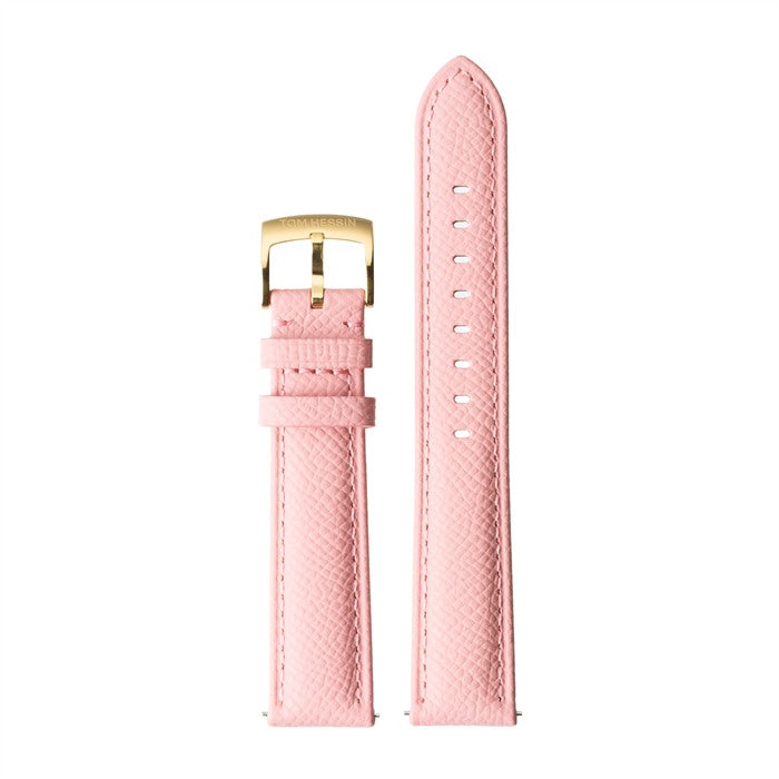Tom Hessin Revolution Gold watch with pink Epsom leather strap and gold buckle - strap