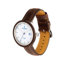 Tom Hessin Revolution Blue watch with brown leather strap and chrome buckle