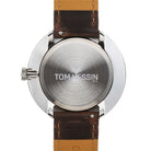 Tom Hessin Revolution Blue watch with brown leather strap and chrome buckle - caseback