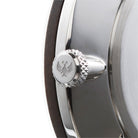 Tom Hessin Revolution Blue watch with brown leather strap and chrome buckle - crown detail