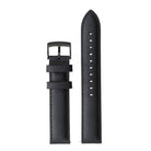 Tom Hessin Revolution black leather watch strap with black buckle - view 2
