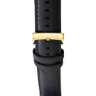 Tom Hessin Revolution black leather watch strap with gold buckle