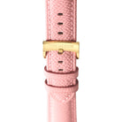 Tom Hessin Revolution pink Epsom leather watch strap with gold buckle